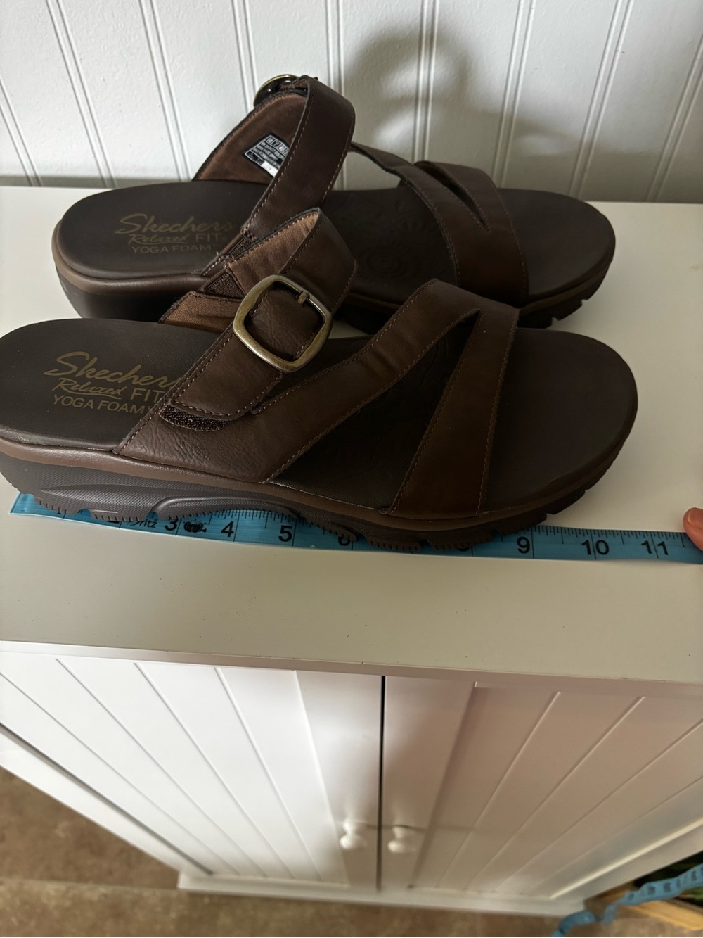 Skechers Women's Dark Brown Buckle Slide Mules - Picture 9 of 10